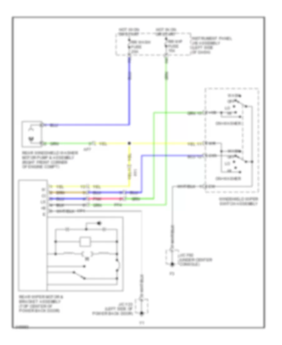 Электросхема заднего стеклоочистителя дворника и омывателя для Lexus RX 350 2012