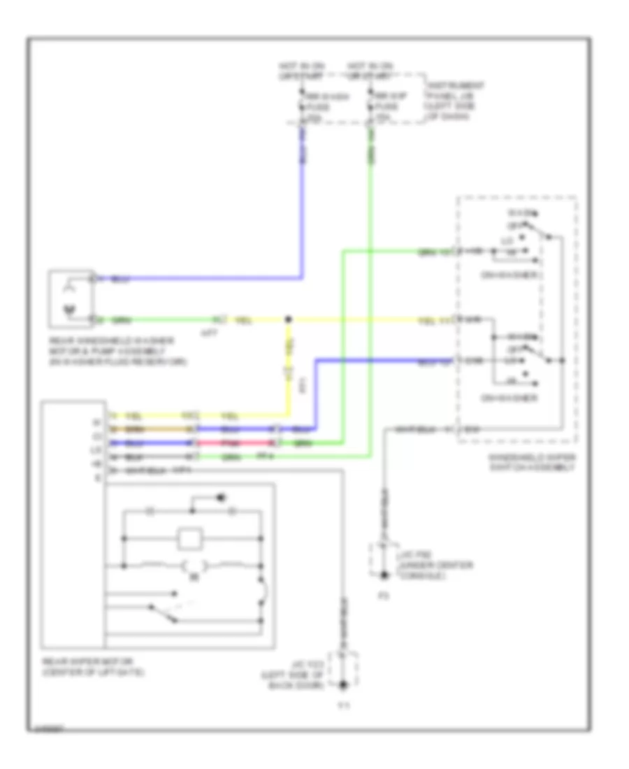 Электросхема заднего стеклоочистителя дворника и омывателя для Lexus RX 450h 2012