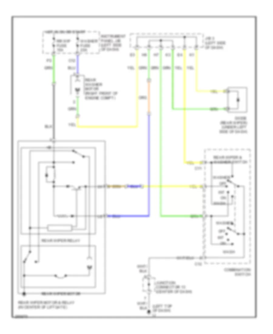 Электросхема заднего стеклоочистителя дворника и омывателя для Lexus RX 400h 2008
