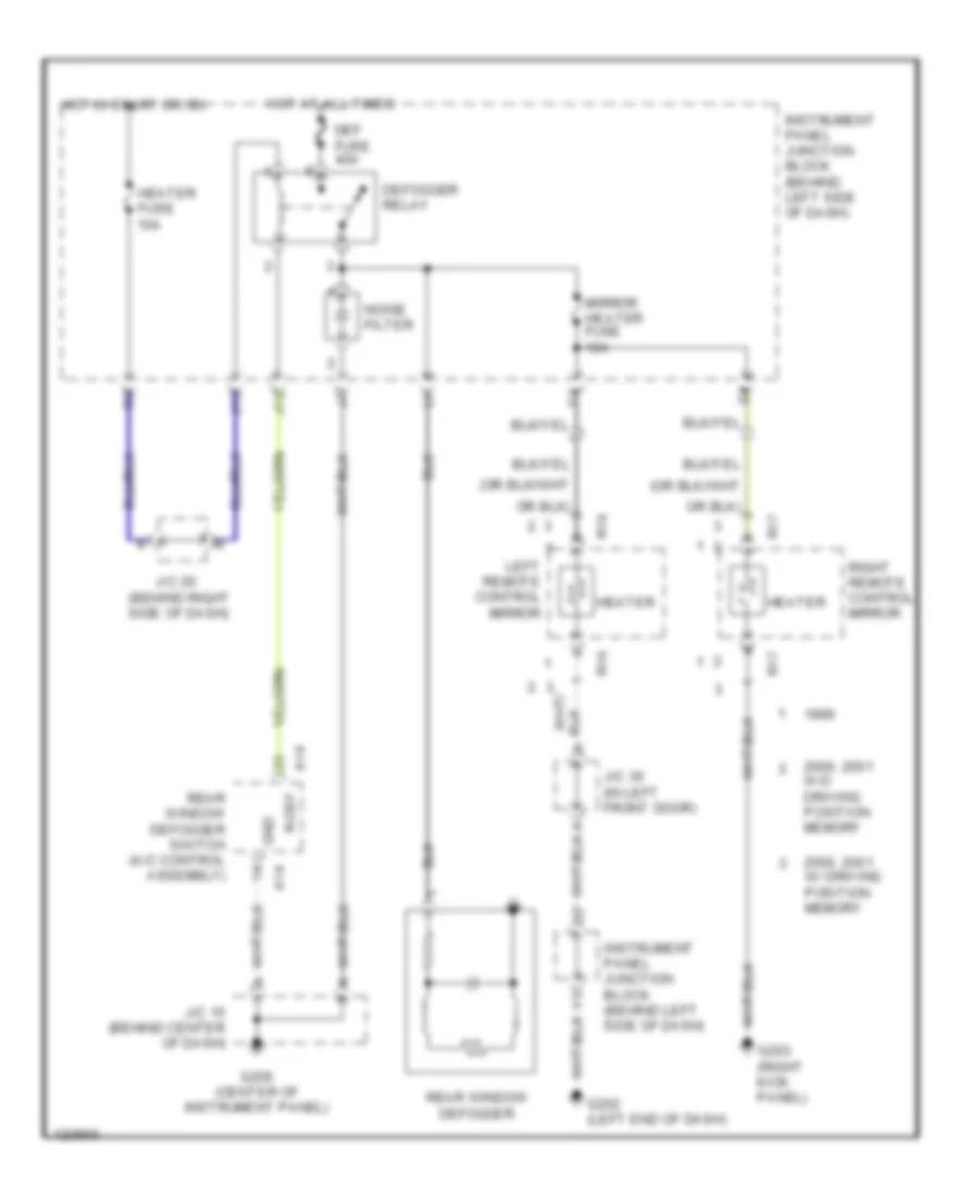 Defogger Wiring Diagram for Lexus ES 300 1999