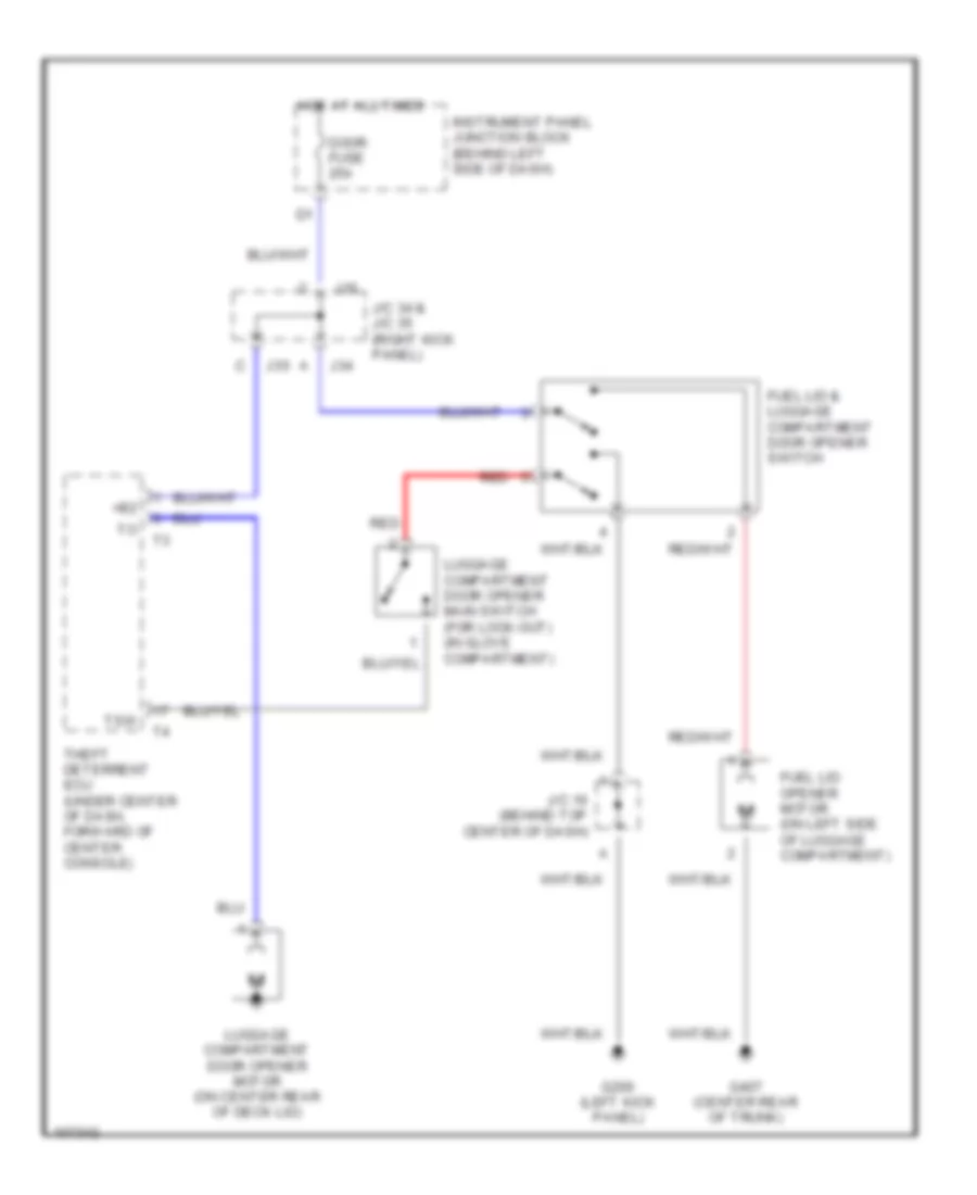 Trunk Tailgate Fuel Door Wiring Diagrams for Lexus ES 300 2000