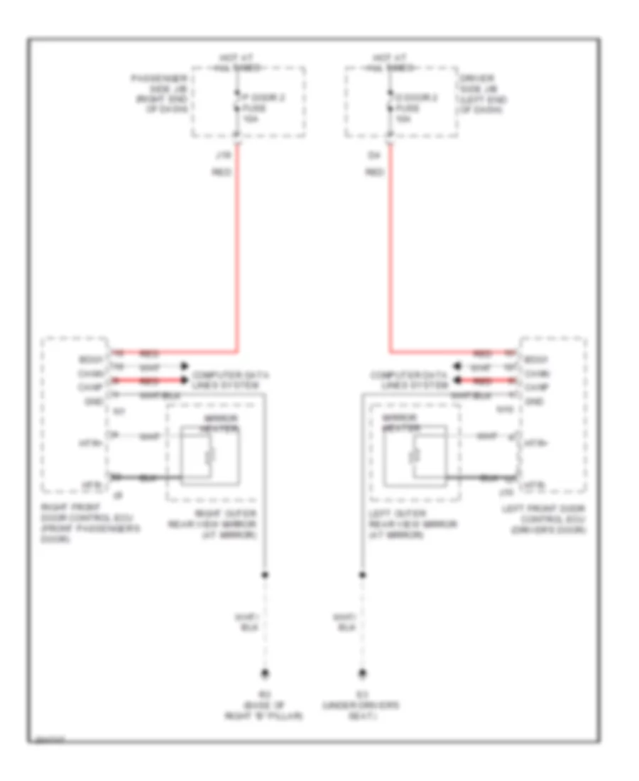 Heated Mirrors Wiring Diagram for Lexus LS 460 2009
