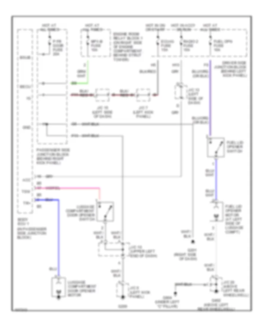 Trunk Tailgate Fuel Door Wiring Diagrams for Lexus GS 400 2000