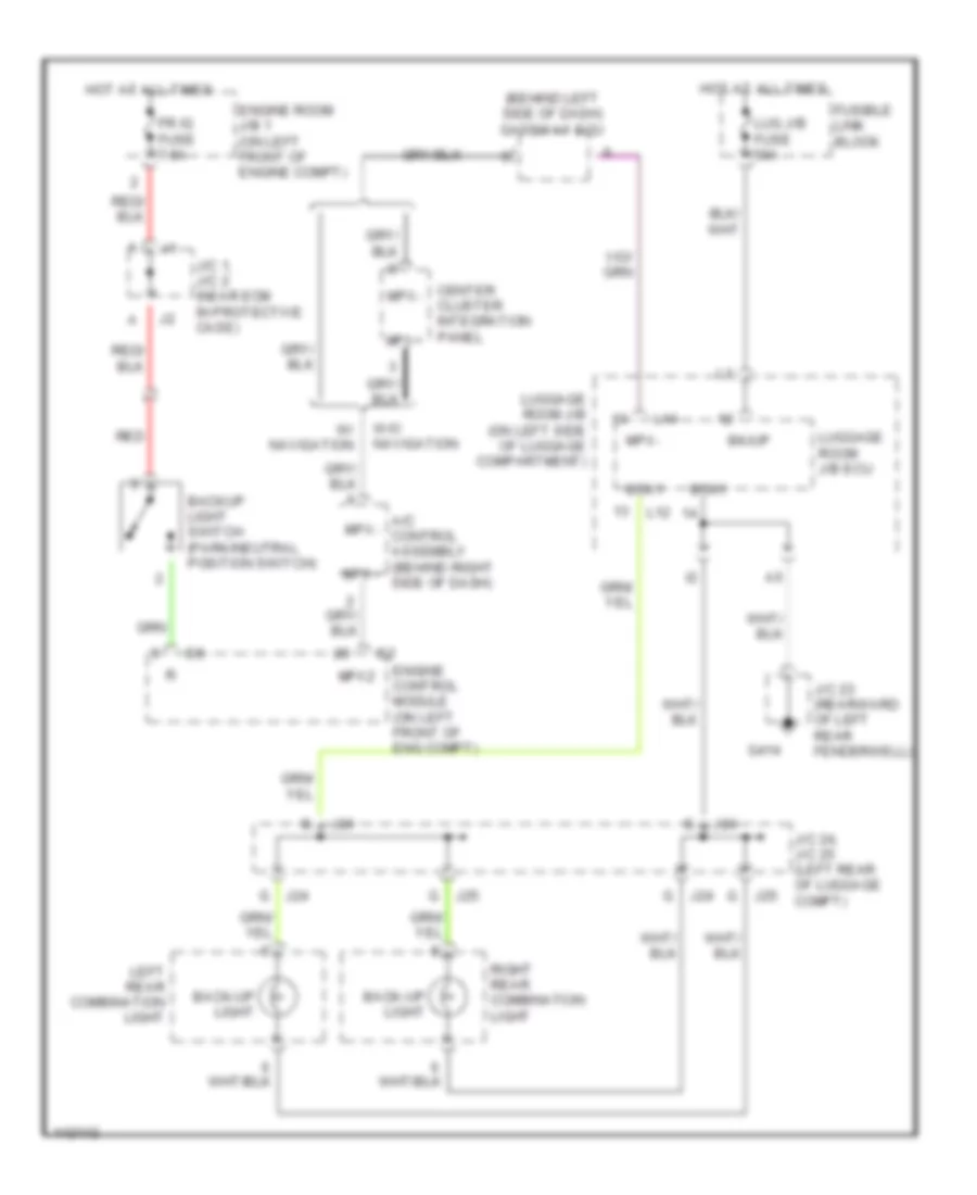 Back up Lamps Wiring Diagram for Lexus LS 430 2001
