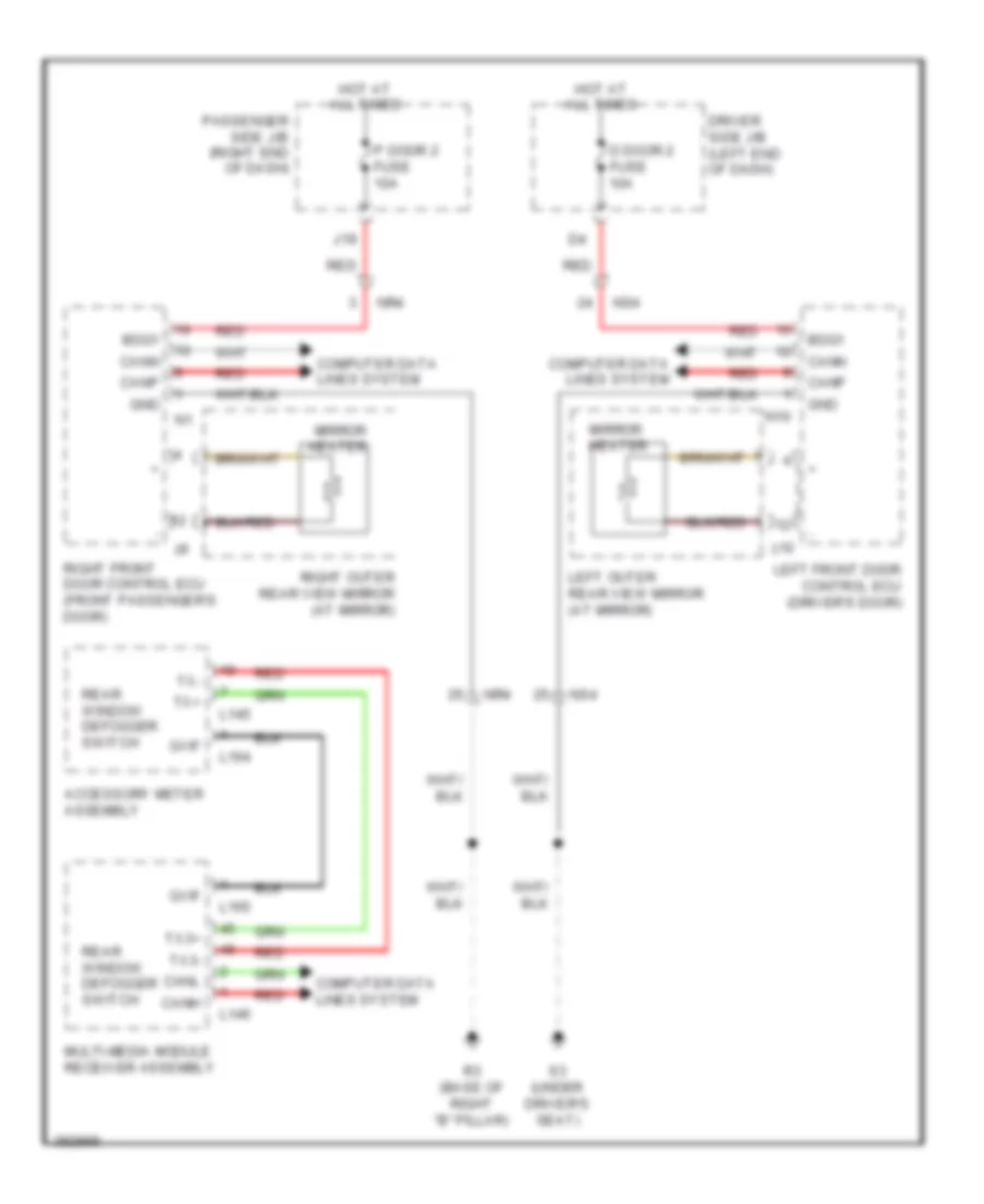 Heated Mirrors Wiring Diagram for Lexus LS 460 2013