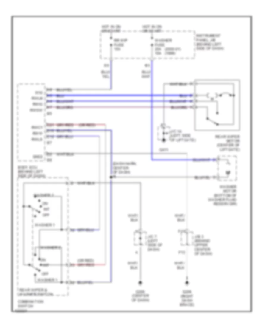 Электросхема заднего стеклоочистителя дворника и омывателя для Lexus RX 300 2001