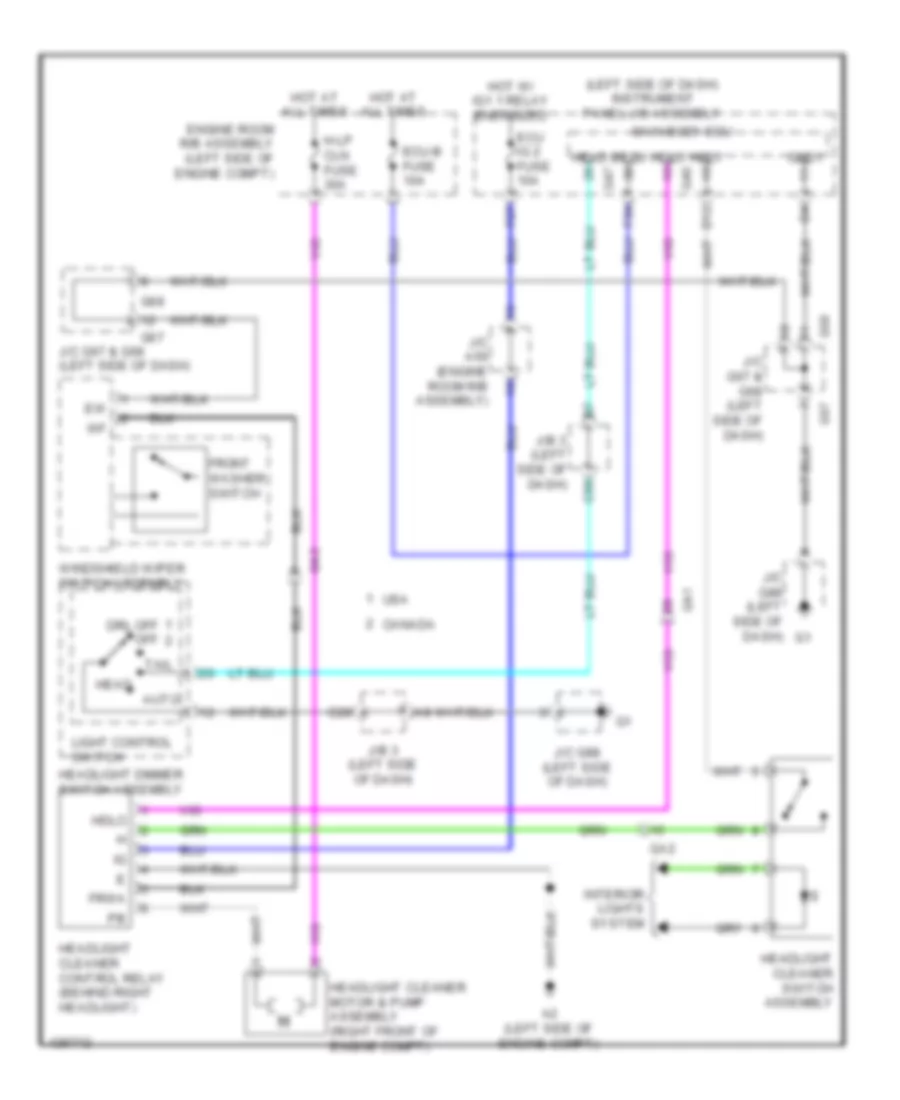 Headlamp Washer Wiring Diagram for Lexus GX 460 2014