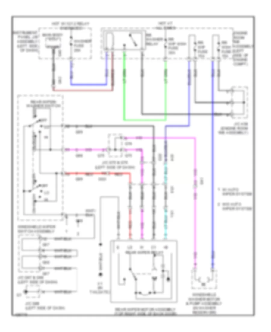 Электросхема заднего стеклоочистителя дворника и омывателя для Lexus GX 460 Premium 2014