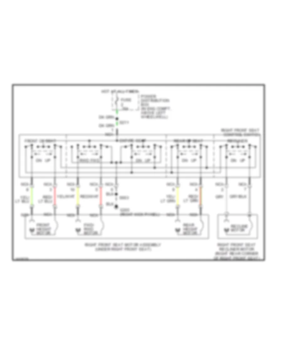 Электросхема привода пассажирского сиденья для Lincoln Continental 1998