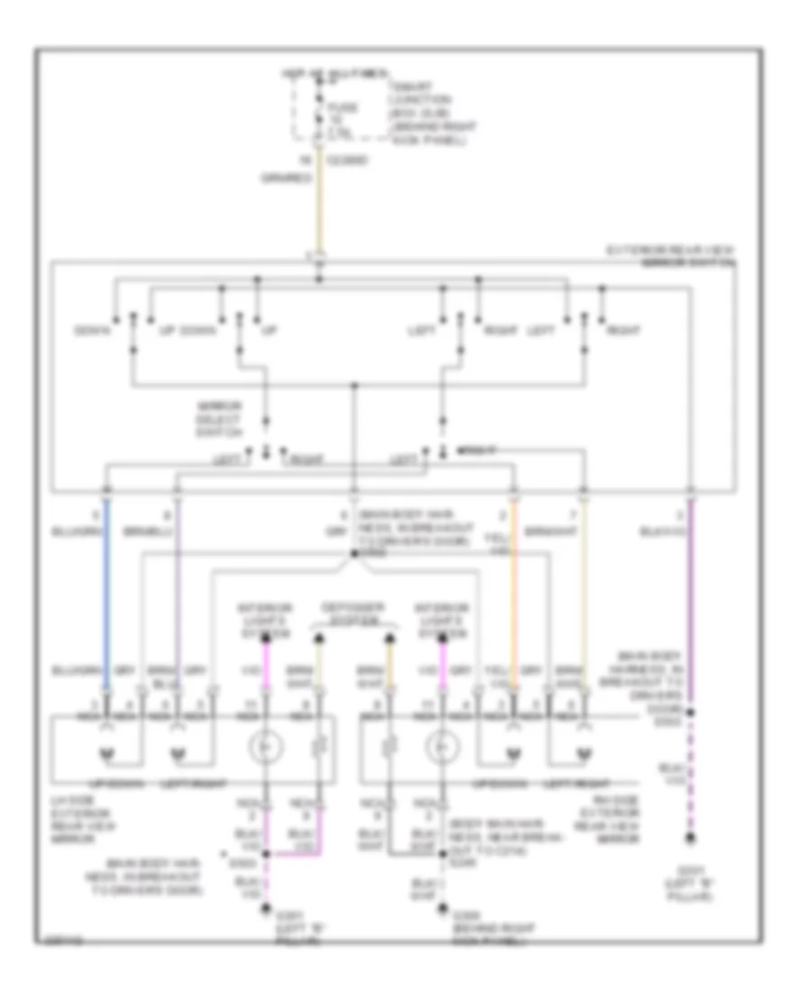Электросхема привода зеркал для Lincoln Navigator L 2010