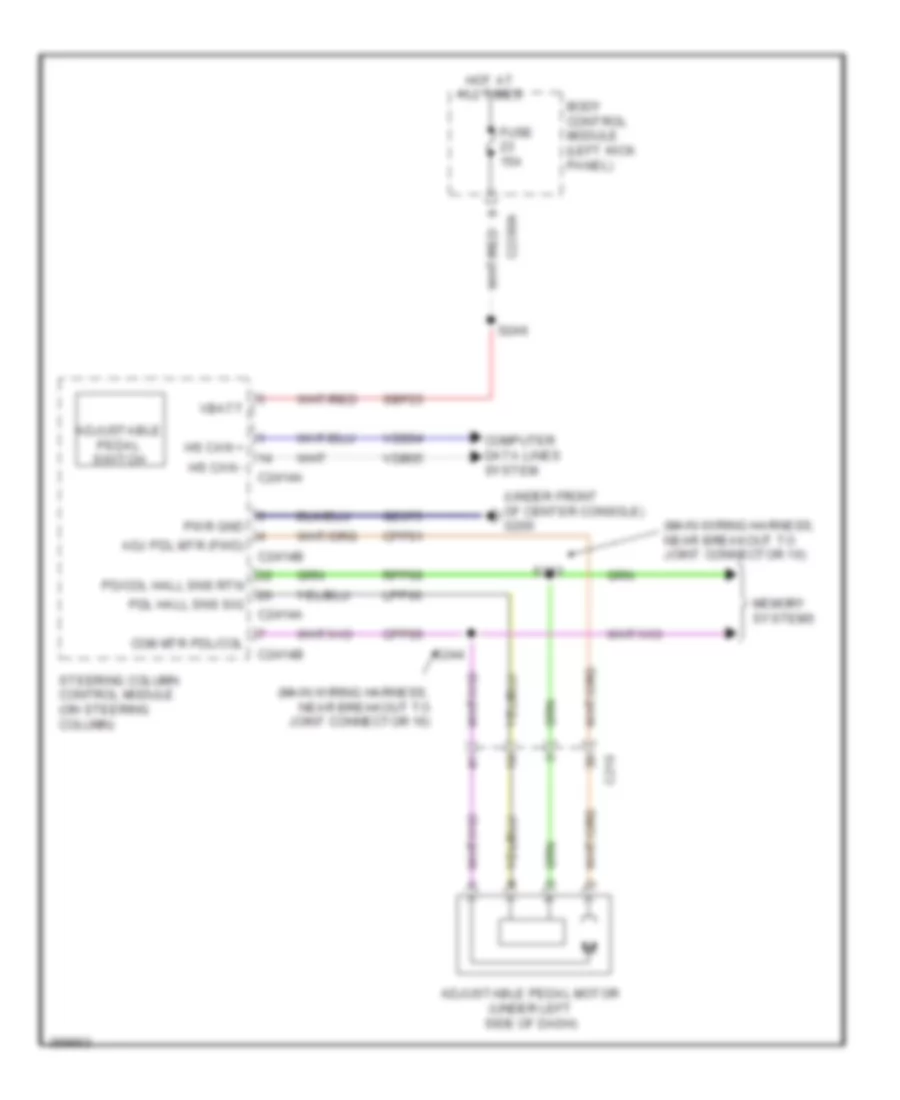 Электросхема регулировки положения педалей для Lincoln MKS 2013