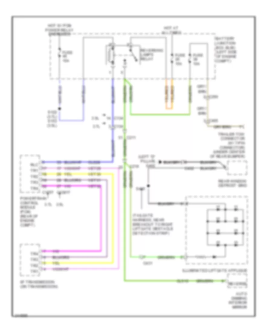 Backup Lamps Wiring Diagram for Lincoln MKT EcoBoost 2011