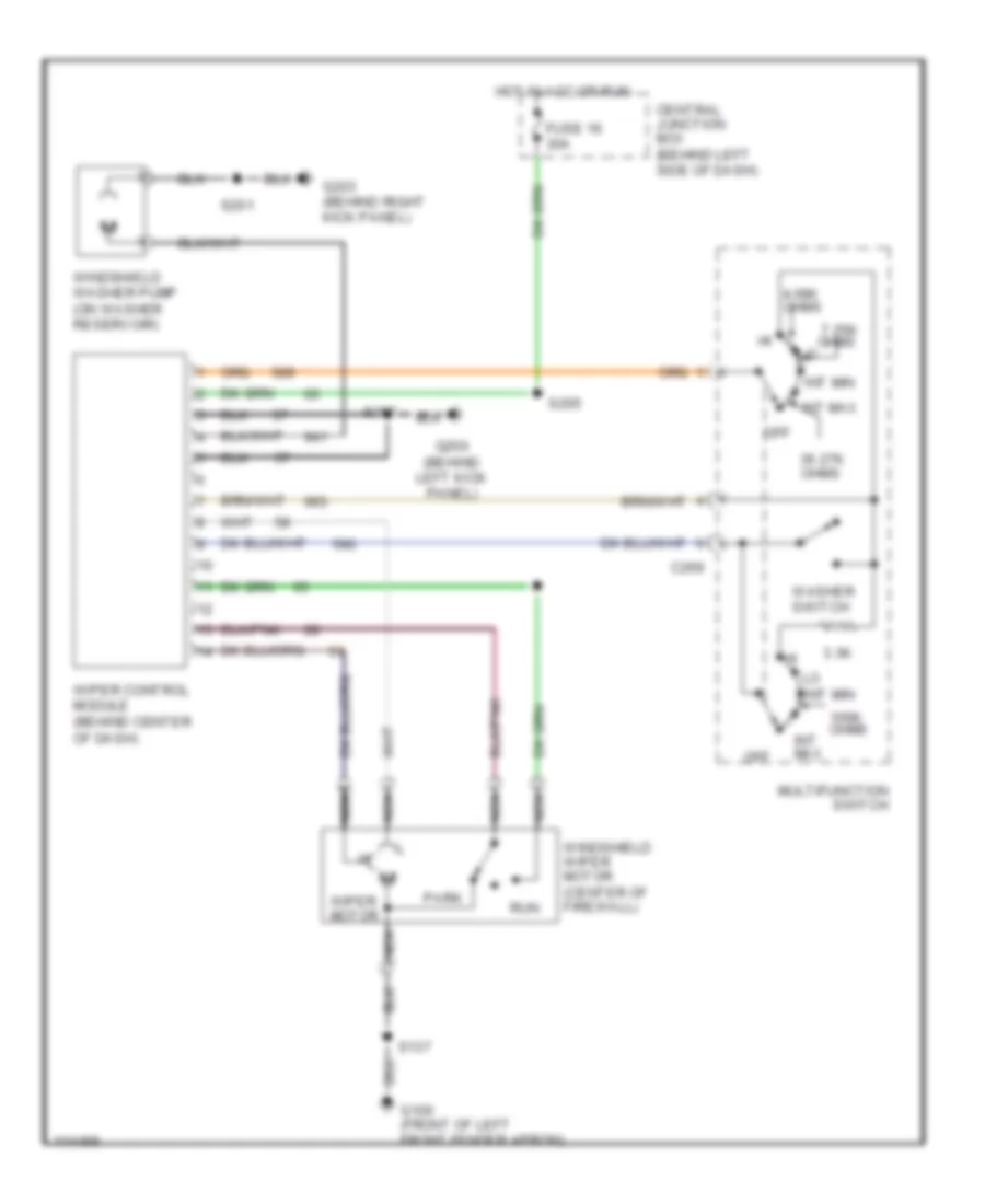 Электросхема стеклоочистителя, дворников и омывателя для Lincoln Town Car Signature 1999