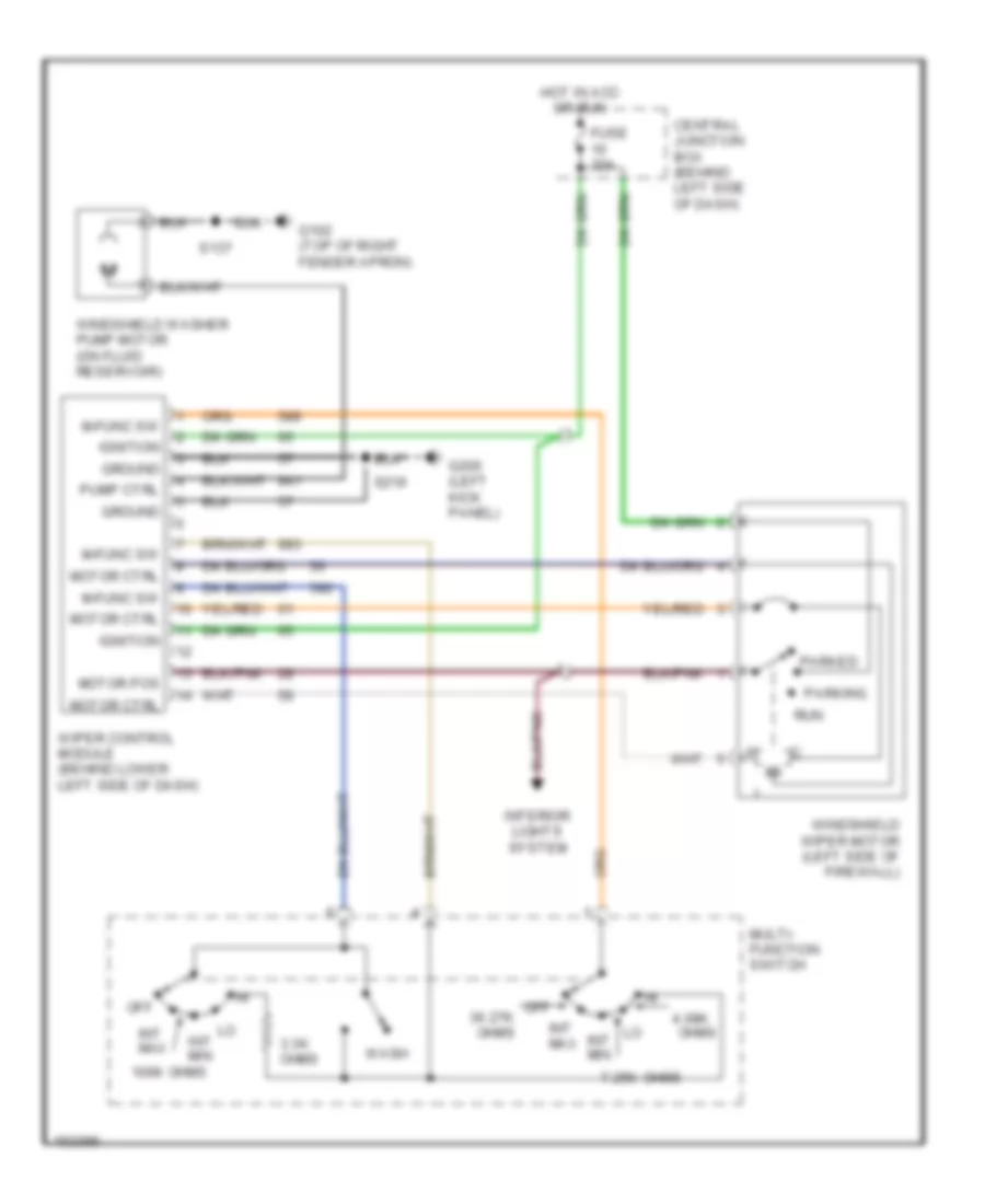 Электросхема стеклоочистителя, дворников и омывателя для Lincoln Continental 2002