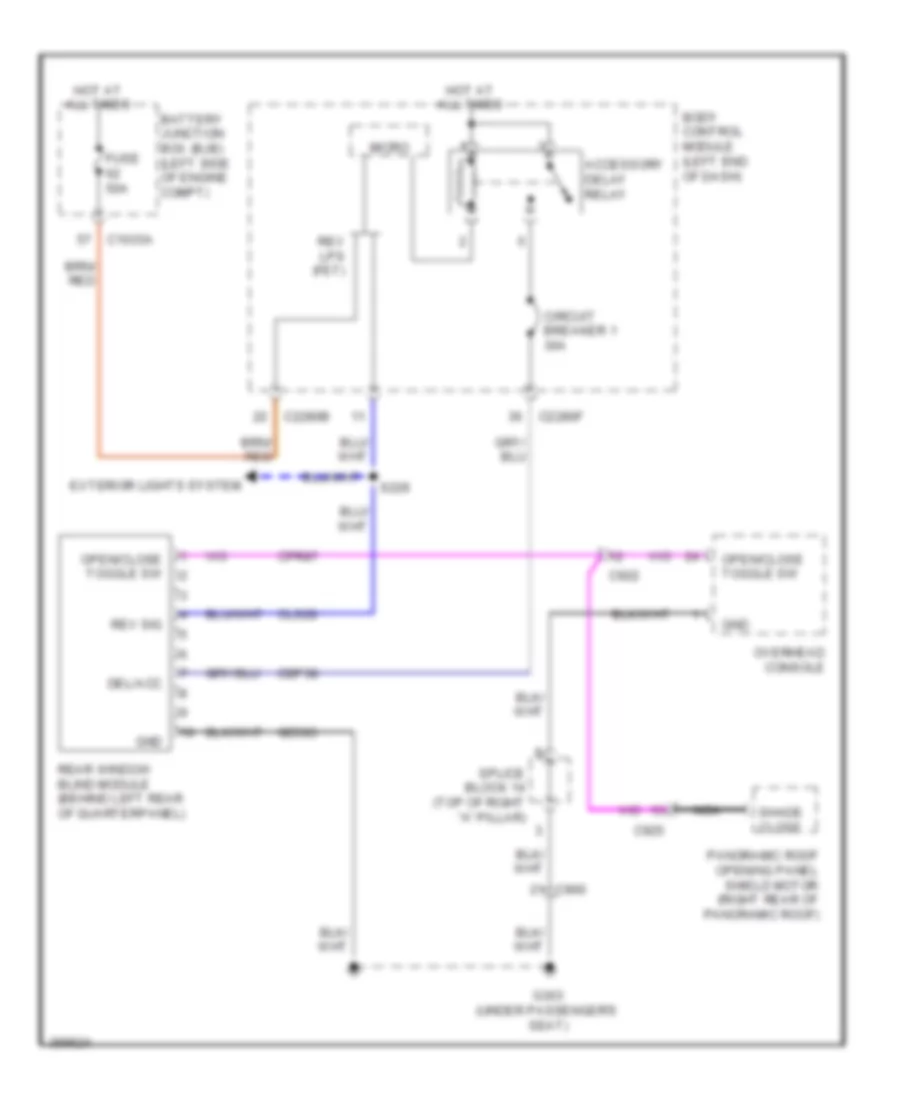 Rear Window Sun Shade Wiring Diagram, Hybrid for Lincoln MKZ 2013