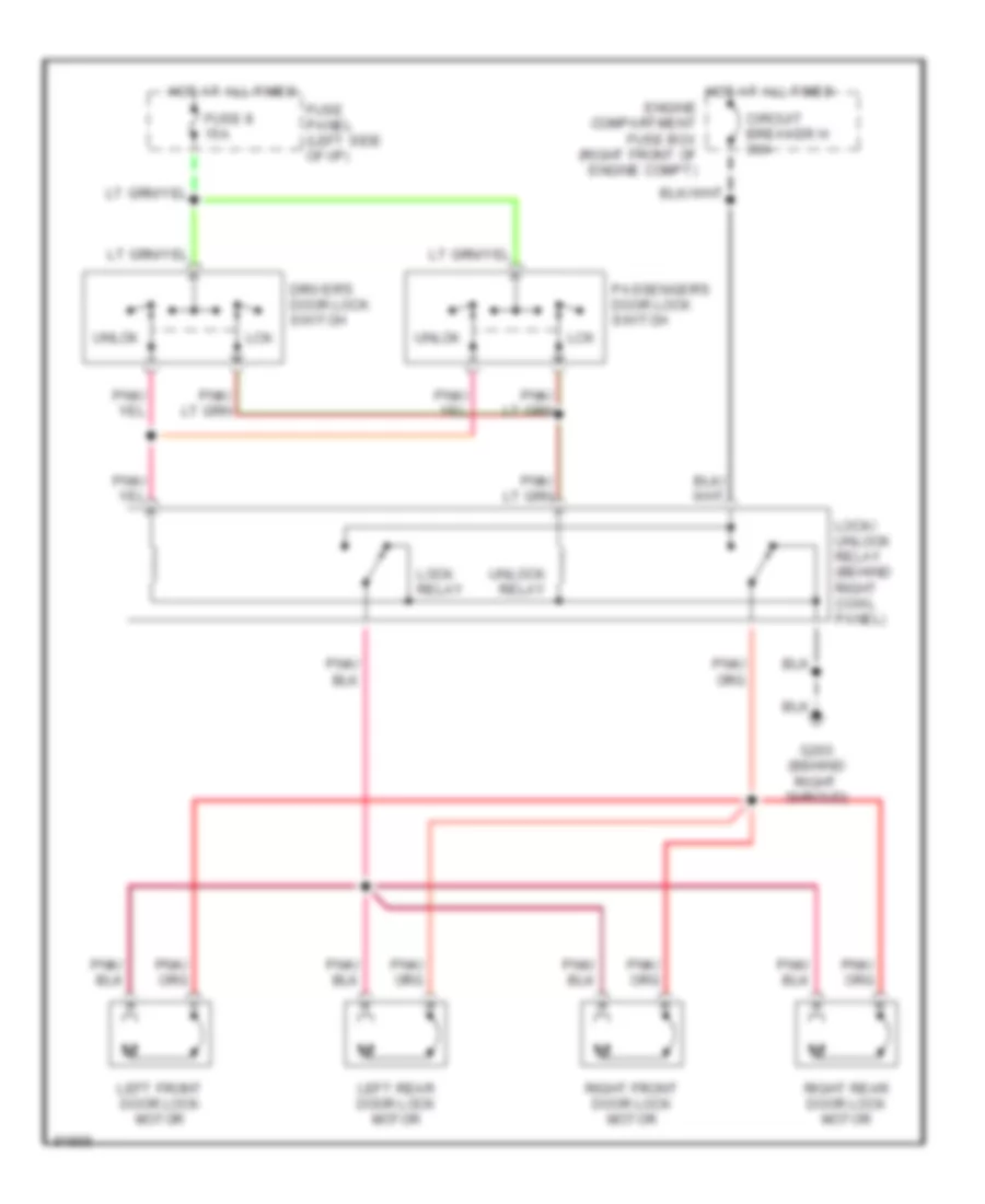 Door Lock Wiring Diagram for Lincoln Town Car Executive 1992