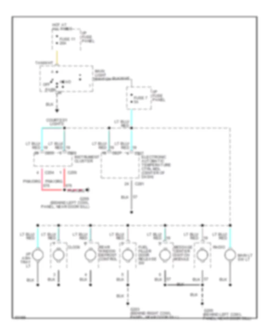 Instrument Illumination Wiring Diagram for Lincoln Town Car Cartier 1993