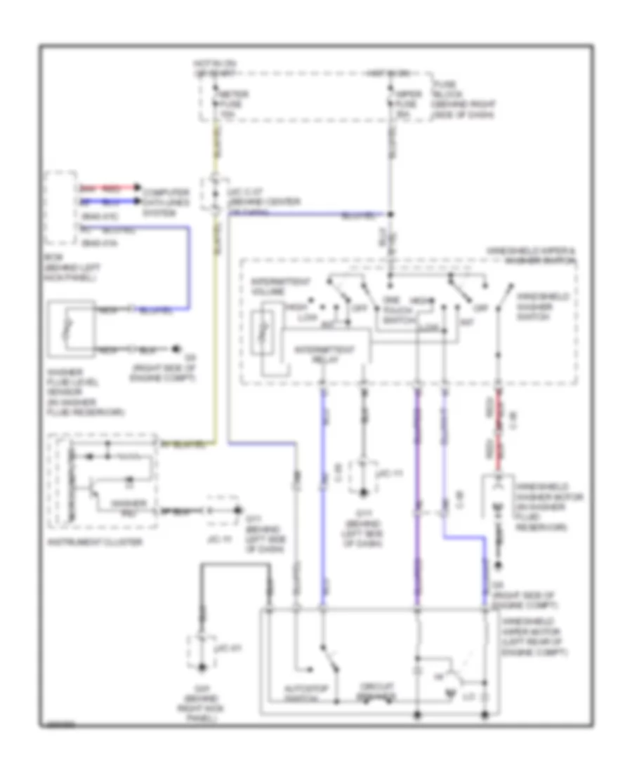 Электросхема передних стеклоочистителей дворников и омывателя лобового стекла, без Авто Система Дворника для Mazda CX-9 Grand Touring 2011