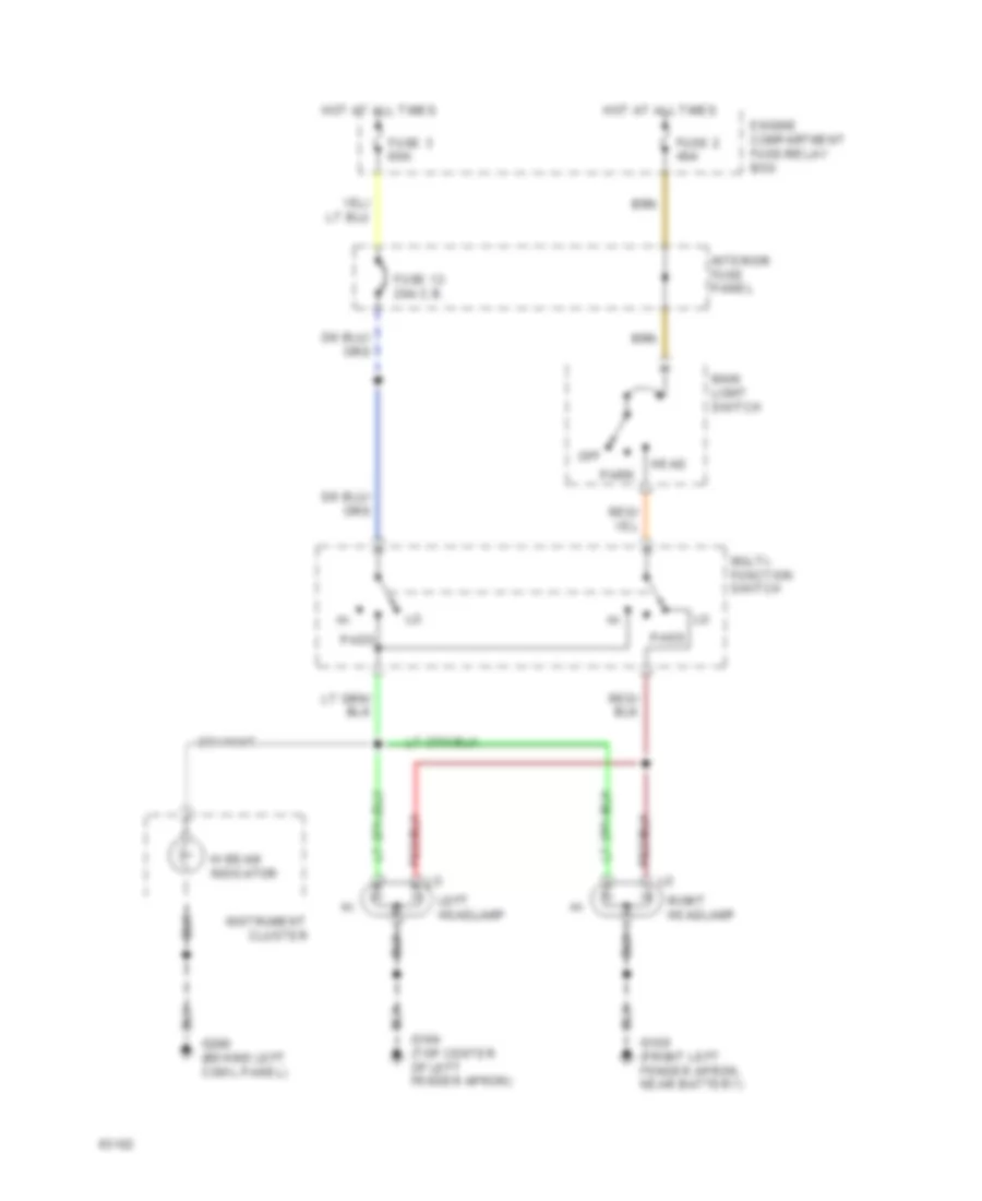 Электросхема фар, без DRL для Mazda BSE 1994 4000