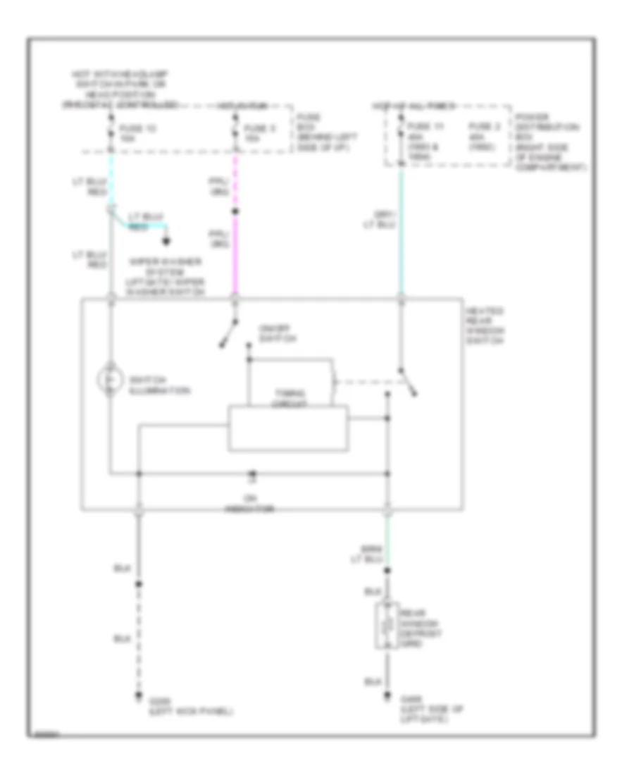 Электросхема подогрева стекол и зеркал для Mazda Navajo DX 1994