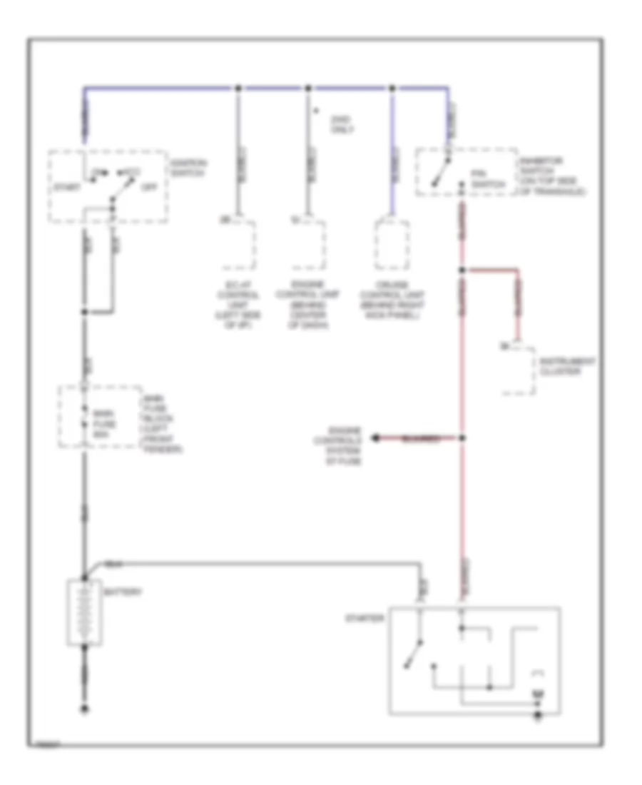Starting Wiring Diagram, AT for Mazda Protege 4WD 1991
