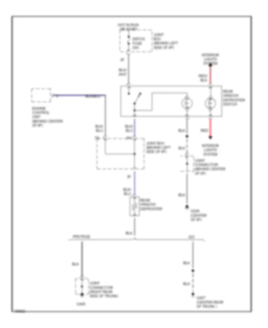 Defogger Wiring Diagram for Mazda Protege DX 1991