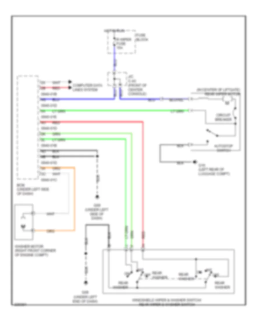 Электросхема заднего стеклоочистителя дворника и омывателя для Mazda 3 s Grand Touring 2010
