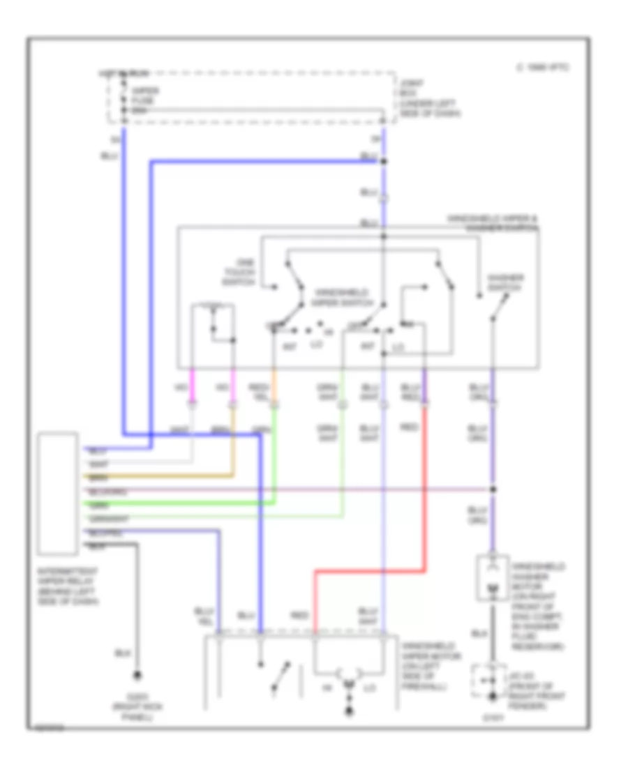 Электросхема стеклоочистителя, дворников и омывателя для Mazda Millenia S 1999