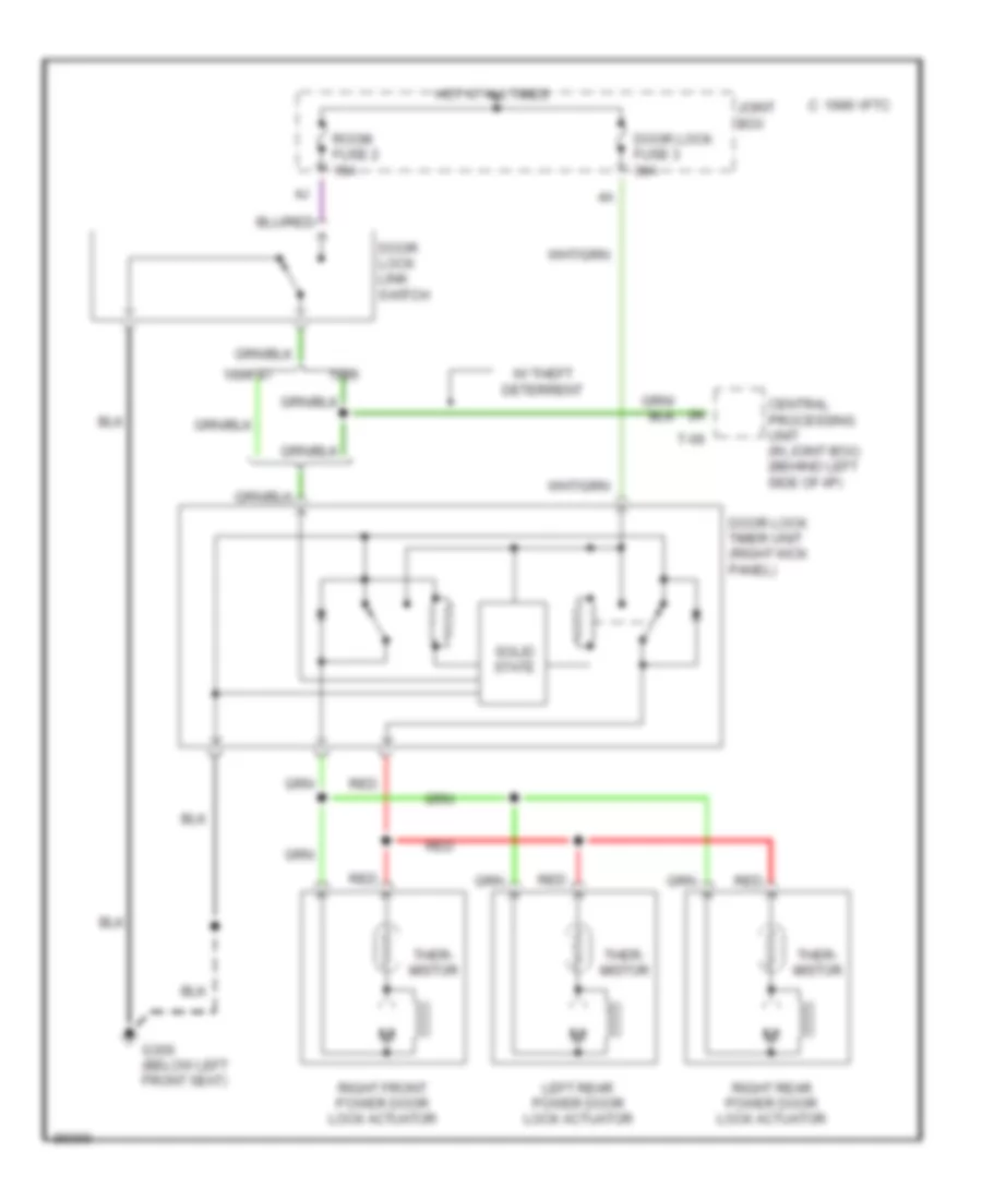 Door Lock Wiring Diagram for Mazda 626 DX 1996