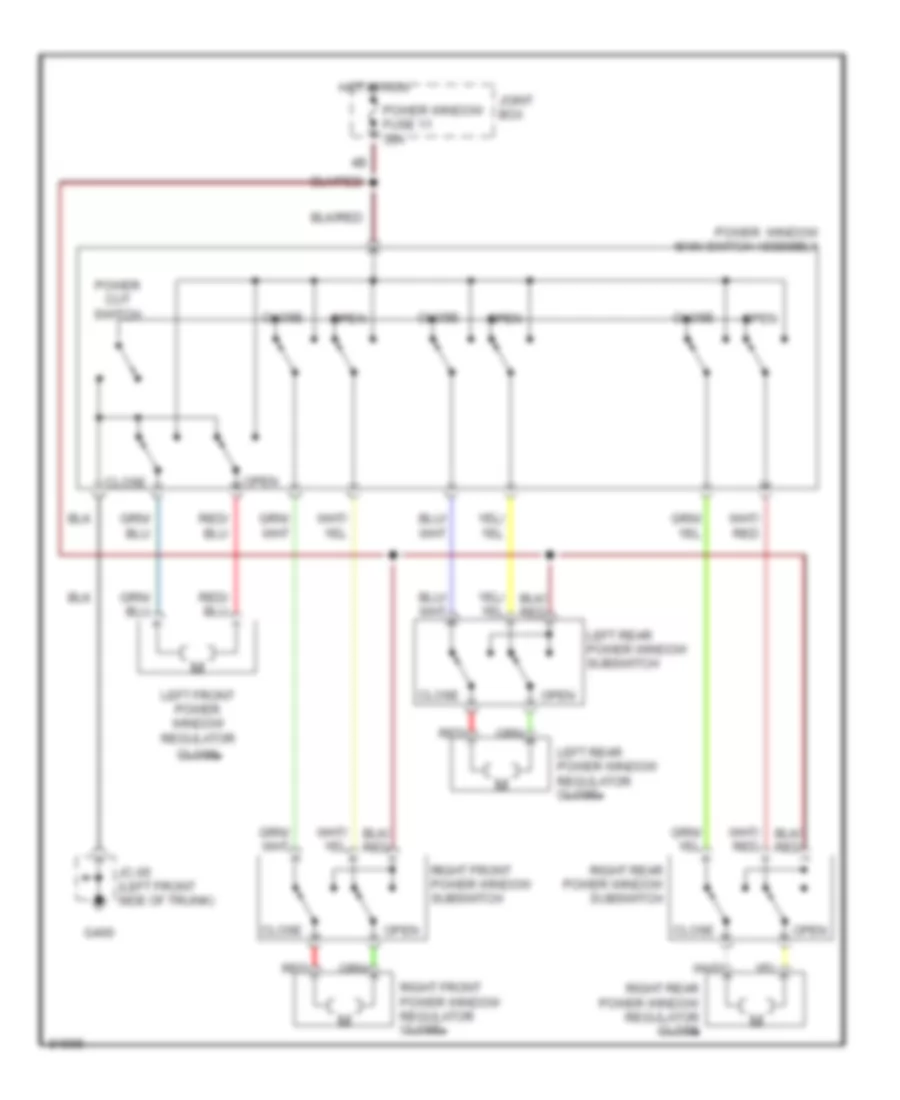 Power Window Wiring Diagram for Mazda 626 DX 1996