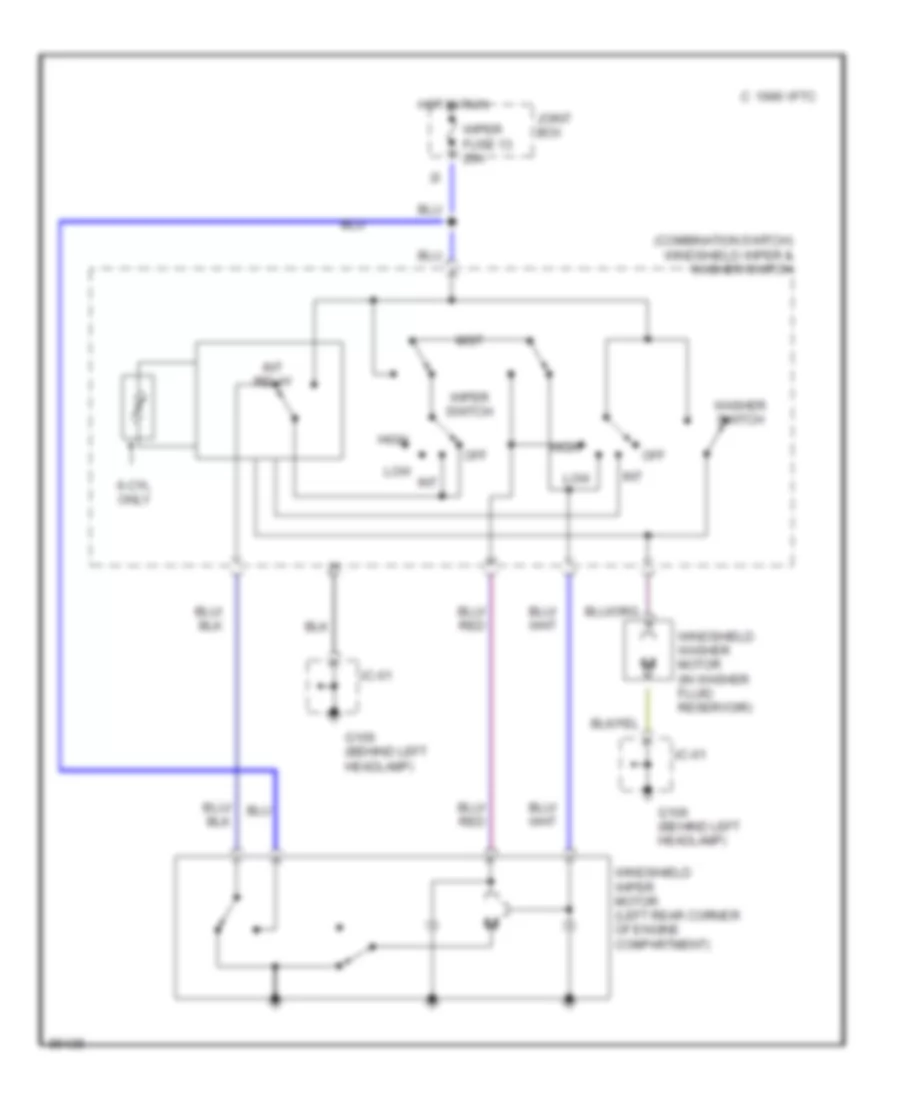 WiperWasher Wiring Diagram for Mazda 626 DX 1996