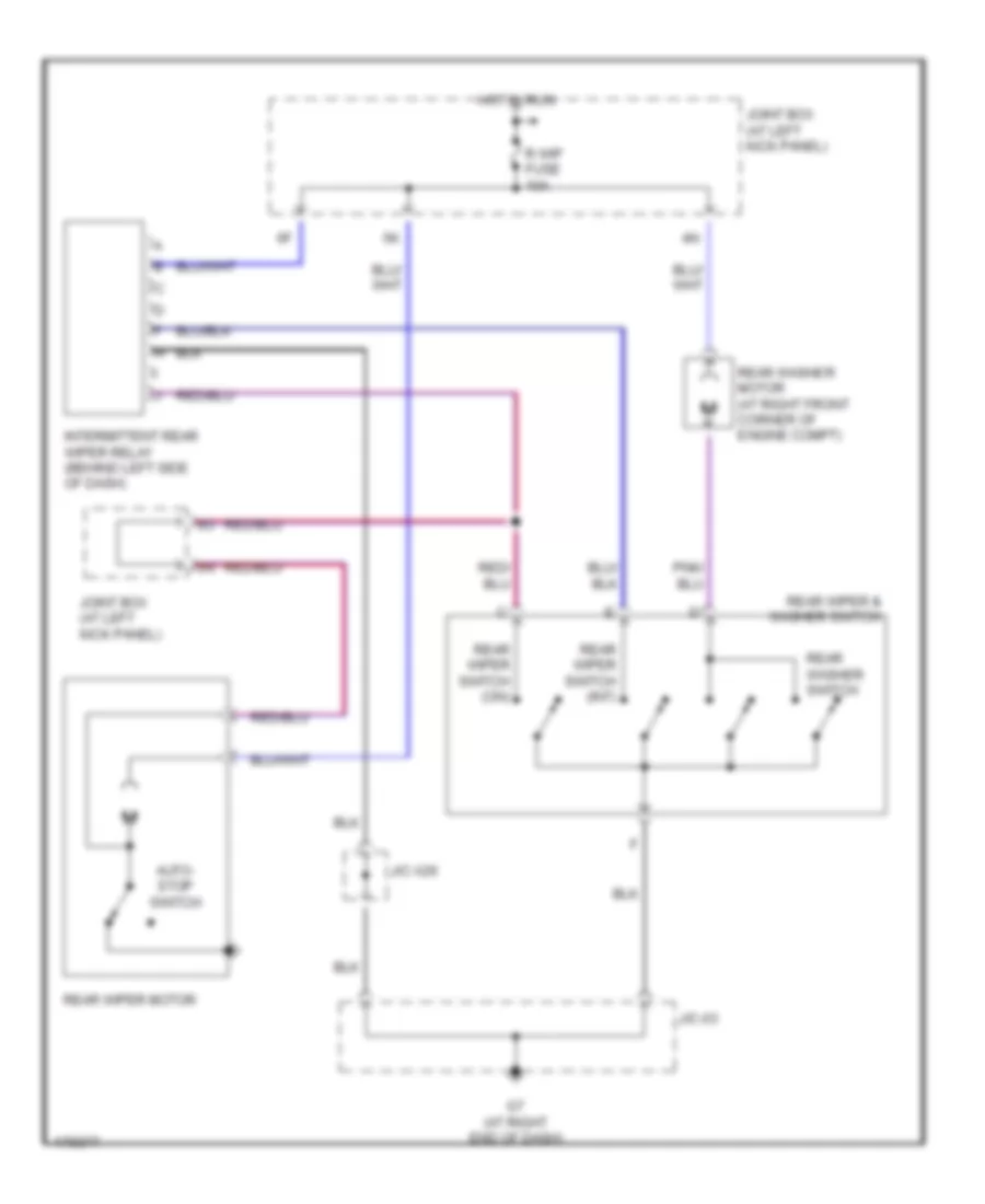 Электросхема заднего стеклоочистителя дворника и омывателя для Mazda MPV ES 2003