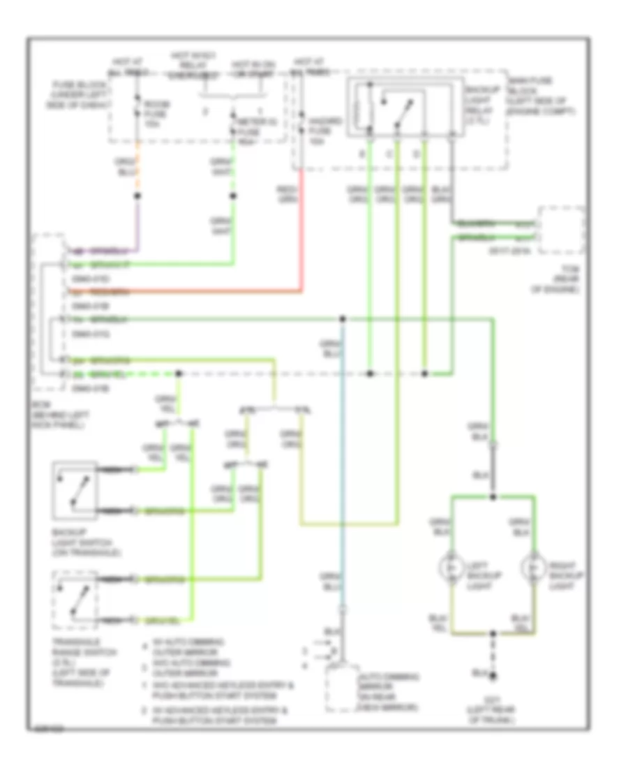 Backup Lamps Wiring Diagram for Mazda 6 i Touring 2010