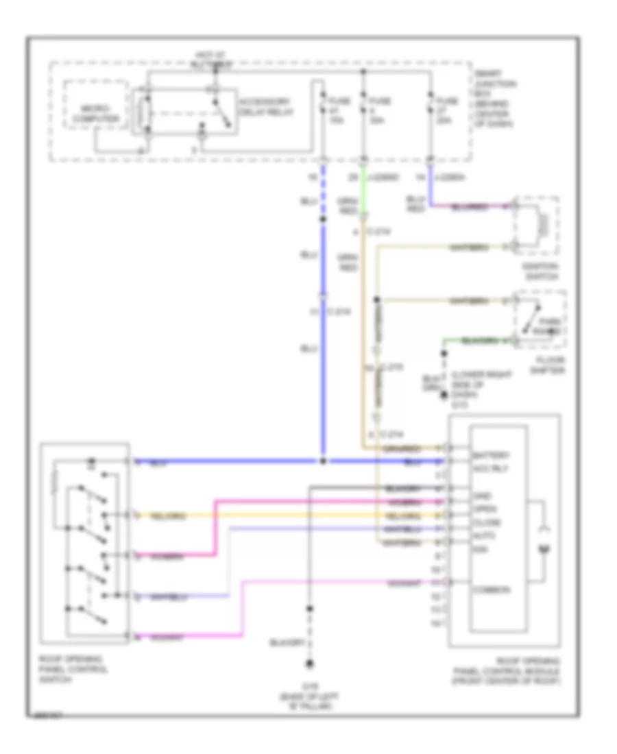 Power Top Sunroof Wiring Diagram for Mazda Tribute Hybrid Touring 2011