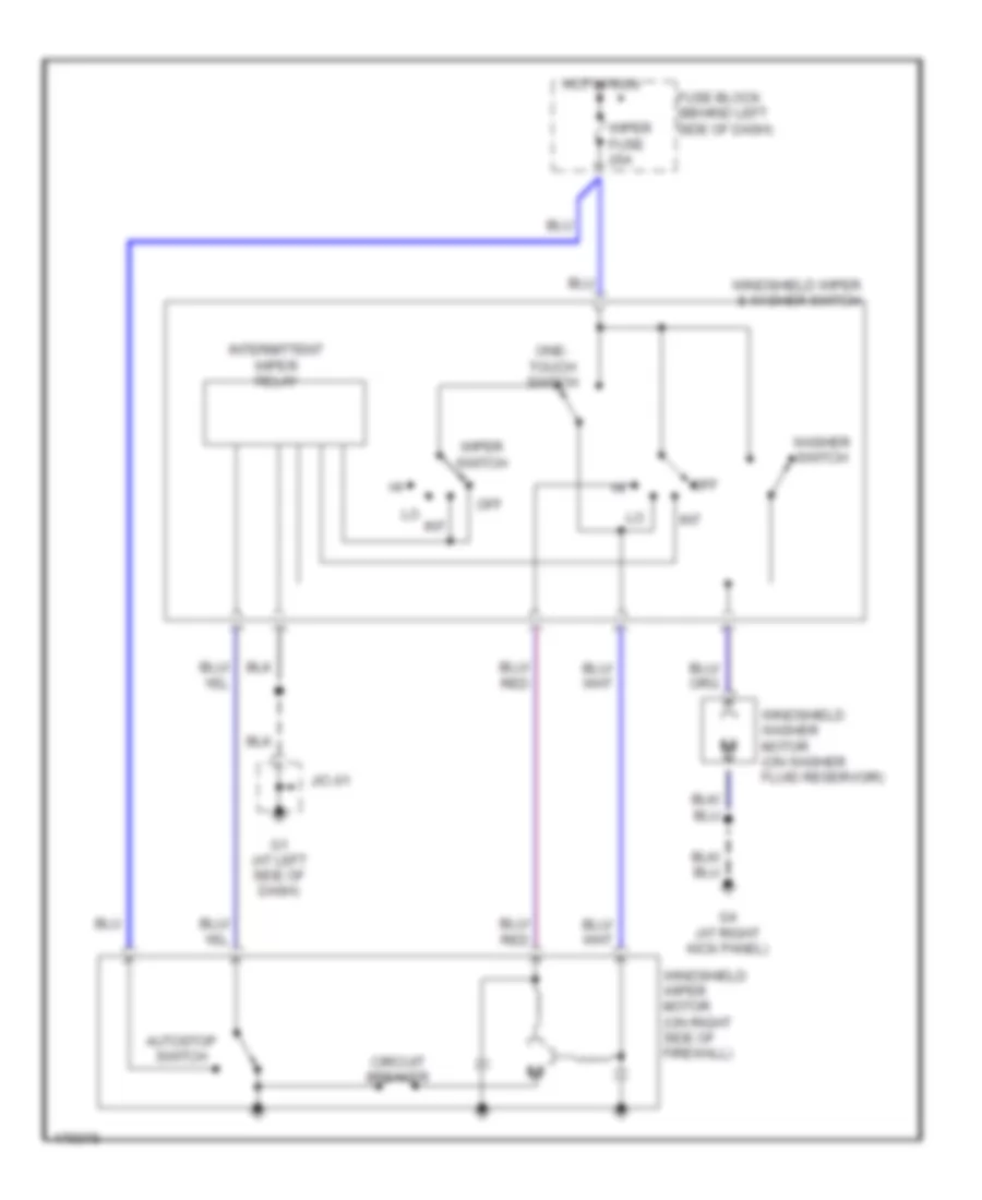 Электросхема стеклоочистителя, дворников и омывателя для Mazda MX-5 Miata SE 2003