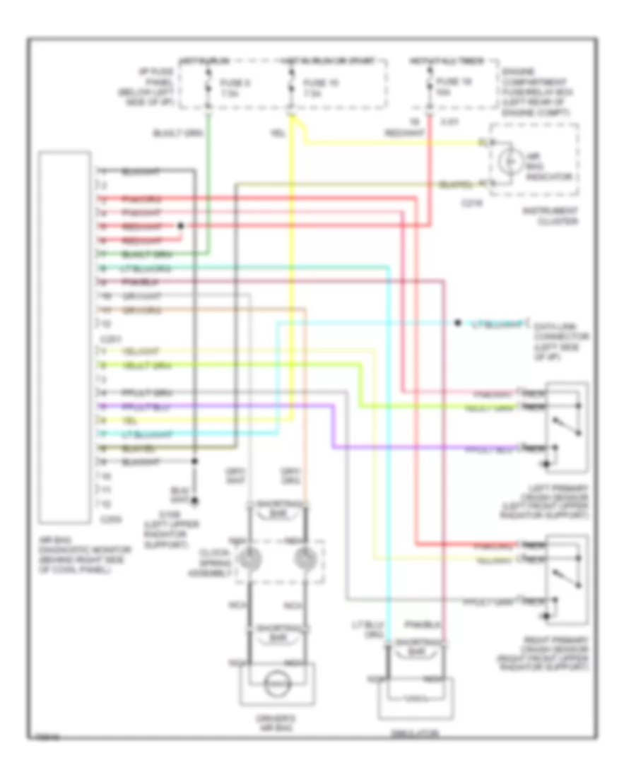 Supplemental Restraint Wiring Diagram, without Passenger Side Air Bag for Mazda B4000 LE 1996