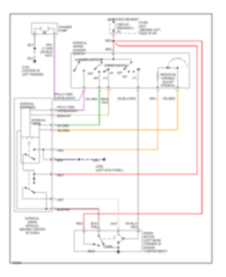 Front Washer Wiper Wiring Diagram for Mazda Navajo DX 1992