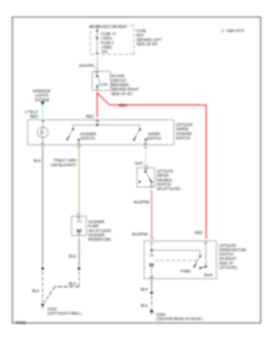 Rear Washer Wiper Wiring Diagram for Mazda Navajo DX 1992