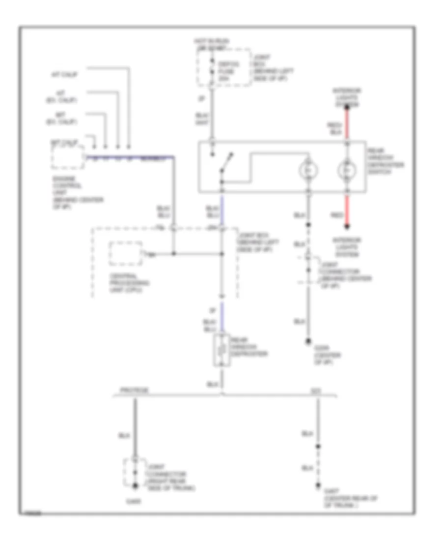 Defogger Wiring Diagram for Mazda Protege DX 1992