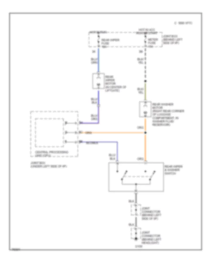 Электросхема заднего стеклоочистителя и омывателя стекла для Mazda 323 1993