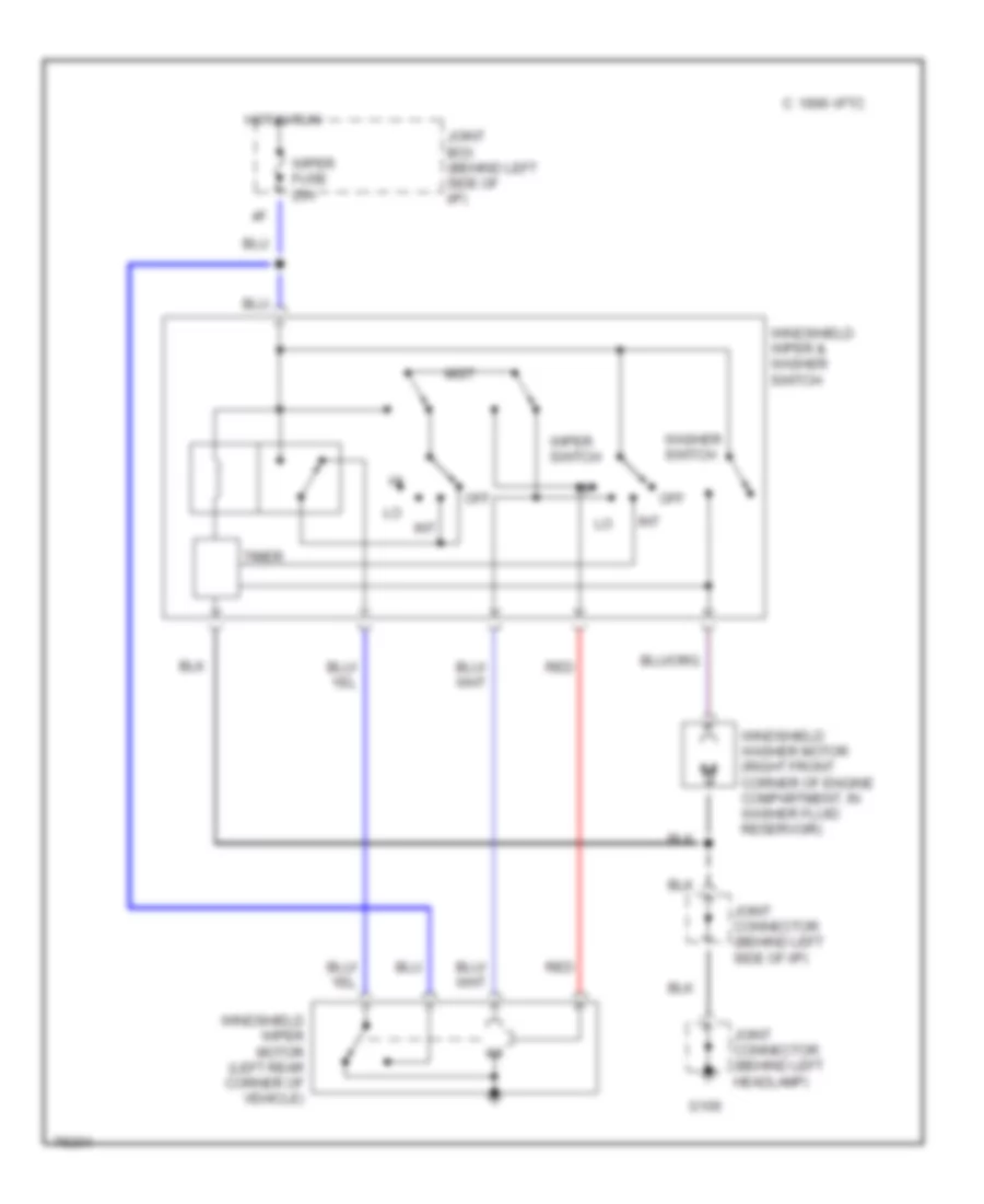 Электросхема переднего дворника стеклоочистителя и омывателя для Mazda 323 SE 1993