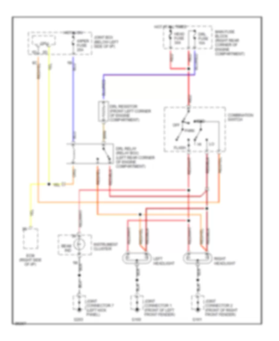 Headlight Wiring Diagram with DRL for Mazda MPV ES 1996