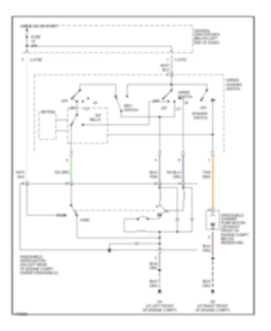 Электросхема передних стеклоочистителей дворников и омывателя лобового стекла для Mazda Tribute ES 2003