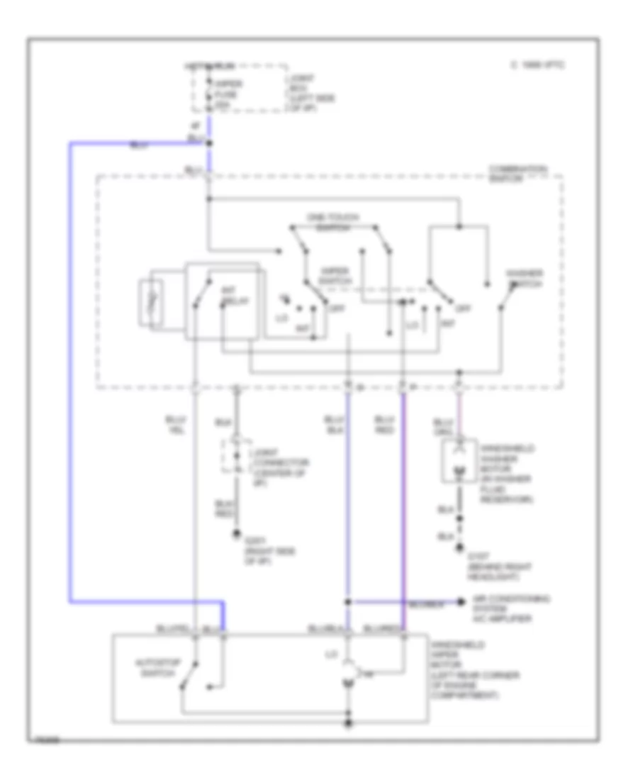 Электросхема стеклоочистителя, дворников и омывателя для Mazda 929 1993