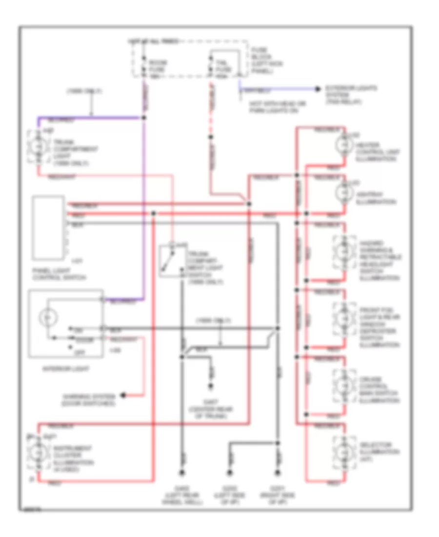 Interior Light Wiring Diagram for Mazda MX 5 Miata M Edition 1996