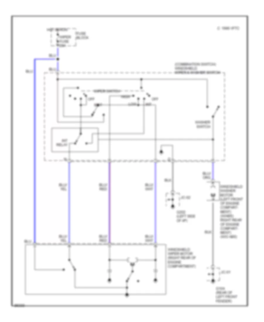 Wiper Washer Wiring Diagram for Mazda MX 5 Miata M Edition 1996