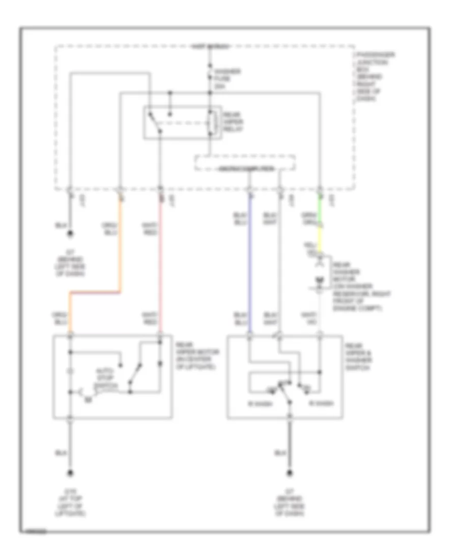 Электросхема заднего стеклоочистителя и омывателя стекла для Mazda 3 i 2004