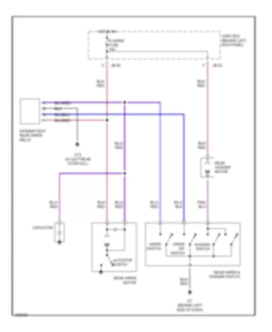 Электросхема заднего стеклоочистителя дворника и омывателя для Mazda 6 s 2004