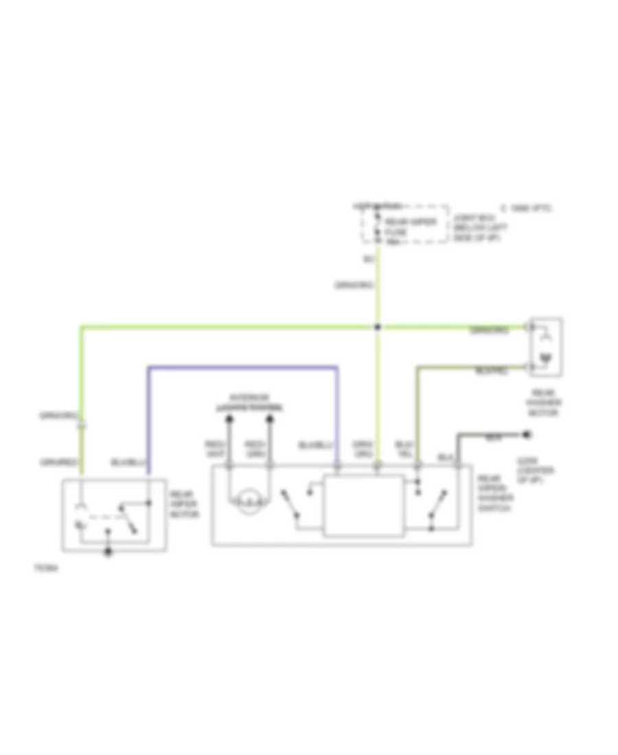 Электросхема заднего стеклоочистителя и омывателя стекла для Mazda MPV LX 1993