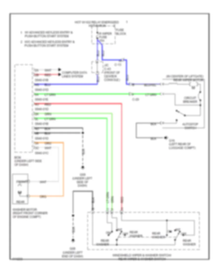 Электросхема заднего стеклоочистителя дворника и омывателя для Mazda 3 s Grand Touring 2013